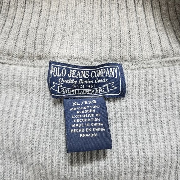 Ralph Lauren Sweater Mens XL Gray Pullover Zip‎ Mock Neck Long Sleeve - Picture 4 of 9